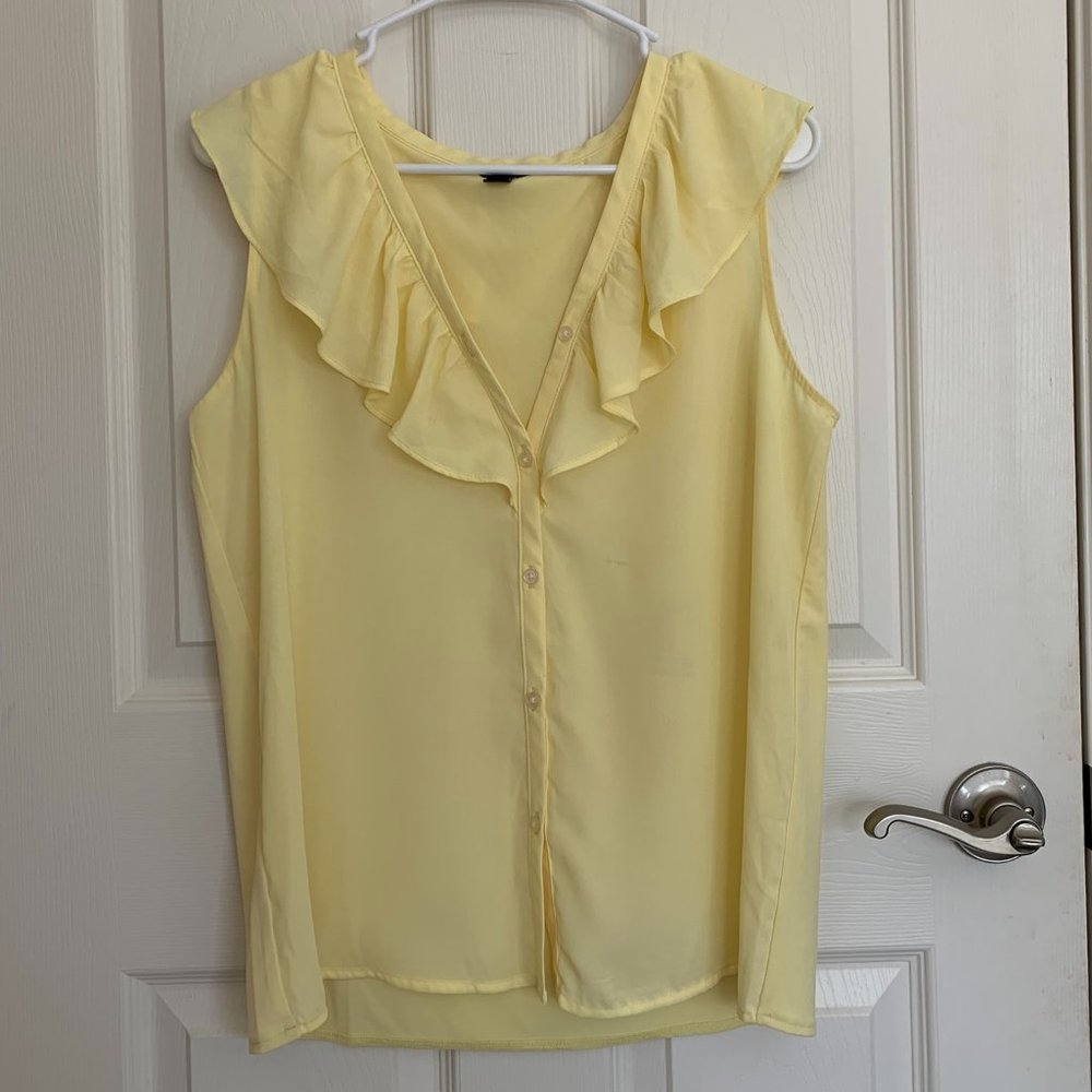 Ann Taylor Women's Short Sleeve Sheer Blouse, Yellow, size S NWOT